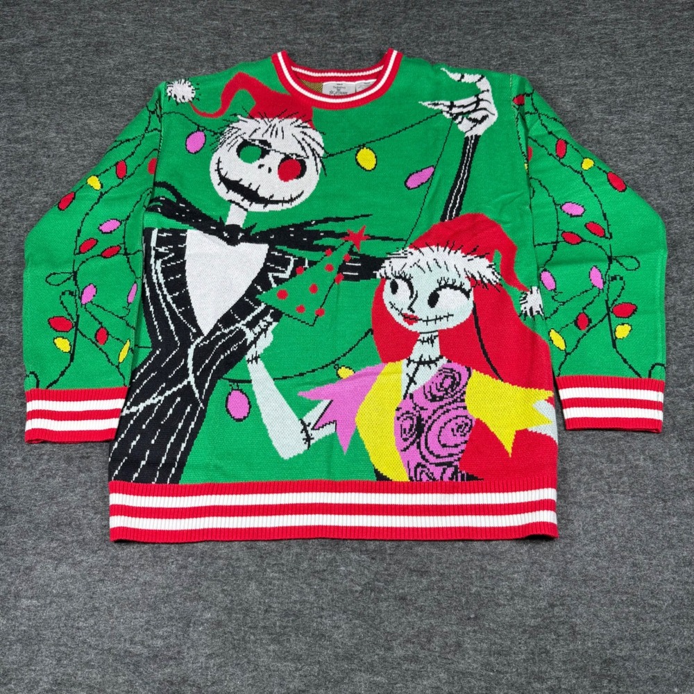 NWT Disney The Nightmare Before Christmas Sweater L14/16 Jack&Sally Soft - Picture 1 of 8